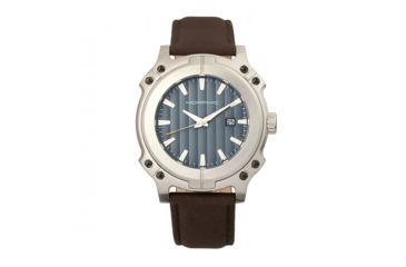 Image of Morphic M68 Series Leather-Band Watch w/ Date, Silver/Brown, MPH6803