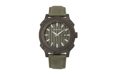 Image of Morphic M68 Series Leather-Band Watch w/ Date, Black/Olive, MPH6806
