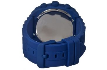 Image of MOS Mens Berlin Strap Watch w/Day and Date Blue Bezel, Blue/Tonneau-shaped Case, Black/analog Dial, Red Hands MOSBN105