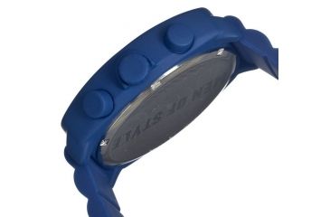 Image of MOS Mens Berlin Strap Watch w/Day and Date Blue Bezel, Blue/Tonneau-shaped Case, Black/analog Dial, Red Hands MOSBN105