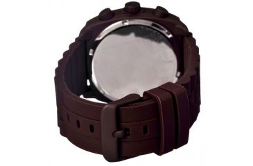 Image of MOS Mens Berlin Strap Watch w/Day and Date Dark Brown Bezel, Dark Brown/Tonneau-shaped Case, Black/analog Dial, Purple Hands MOSBN104