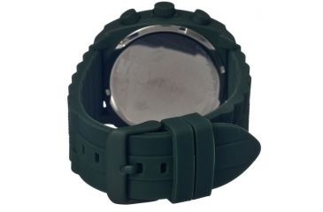 Image of MOS Mens Berlin Strap Watch w/Day and Date Forest Green Bezel, Forest Green/Tonneau-shaped Case, Black/analog Dial, Red Hands MOSBN106