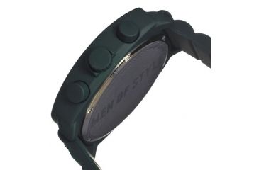 Image of MOS Mens Berlin Strap Watch w/Day and Date Forest Green Bezel, Forest Green/Tonneau-shaped Case, Black/analog Dial, Red Hands MOSBN106