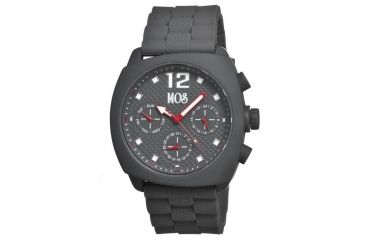 Image of MOS Mens Berlin Strap Watch w/Day and Date Grey Bezel, Grey/Tonneau-shaped Case, Grey/analog Dial, Red Hands MOSBN102