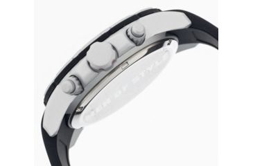 Image of MOS Mens Casablanca Contour Silicone Strap Watch with Day and Date Sub-Dials Silver Bezel, Silver/Circle-shaped Case, Black/analog Dial, Silver Hands MOSCB102