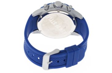 Image of MOS Mens Casablanca Contour Silicone Strap Watch with Day and Date Sub-Dials Silver Bezel, Silver/Circle-shaped Case, Blue/analog Dial, Silver Hands MOSCB103