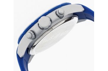 Image of MOS Mens Casablanca Contour Silicone Strap Watch with Day and Date Sub-Dials Silver Bezel, Silver/Circle-shaped Case, Blue/analog Dial, Silver Hands MOSCB103