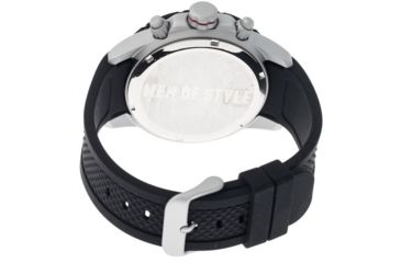 Image of MOS Mens Casablanca Contour Silicone Strap Watch with Day and Date Sub-Dials Silver Bezel, Silver/Circle-shaped Case, White/analog Dial, Silver Hands MOSCB101