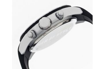 Image of MOS Mens Casablanca Contour Silicone Strap Watch with Day and Date Sub-Dials Silver Bezel, Silver/Circle-shaped Case, White/analog Dial, Silver Hands MOSCB101