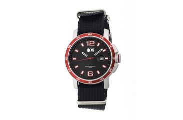 Image of EB102 Edinburgh Mens Watch, black Band, Red Bezel, Red Markers, Black Face