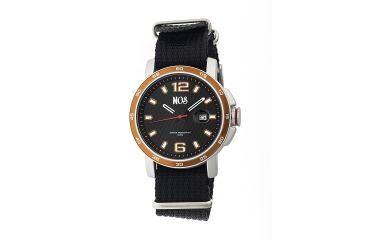 Image of EB105 Edinburgh Mens Watch, black Band, Orange Bezel, Orange Markers, Black Face