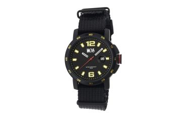 Image of EB106 Edinburgh Mens Watch, black Band, Black Bezel, Yellow Markers, Black Face