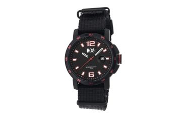 Image of EB107 Edinburgh Mens Watch, black Band, Black Bezel, Red Markers, Black Face