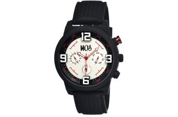 Image of Mos Paris Mens Watch, Black Silicone Band, Black Bezel, White Analog Dial, No Hand Color Hand MOSPR102