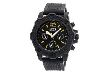 Image of MOS Mens Prague Multi-Function Silicone Strap Watch Black Bezel, Black/Circle-shaped Case, Black/analog Dial, Silver Hands MOSPG102