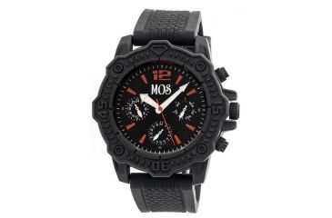 Image of MOS Mens Prague Multi-Function Silicone Strap Watch Black Bezel, Black/Circle-shaped Case, Black/analog Dial, Silver Hands MOSPG103