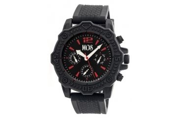 Image of MOS Mens Prague Multi-Function Silicone Strap Watch Black Bezel, Black/Circle-shaped Case, Black/analog Dial, Silver Hands MOSPG104