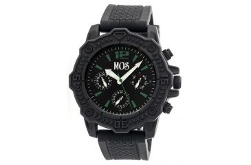 Image of MOS Mens Prague Multi-Function Silicone Strap Watch Black Bezel, Black/Circle-shaped Case, Black/analog Dial, Silver Hands MOSPG105