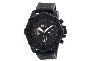 Image of MOS Mens Prague Multi-Function Silicone Strap Watch Black Bezel, Black/Circle-shaped Case, Black/analog Dial, Silver Hands MOSPG106