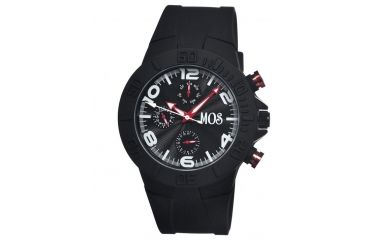 Image of Mos Sydney Mens Watch, Black Silicone Band, Black Bezel, Black Analog Dial, Red Hand MOSSD101