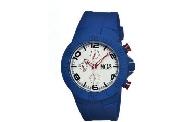 Image of Mos Sydney Mens Watch, Blue Silicone Band, Blue Bezel, White Analog Dial, Red Hand MOSSD103