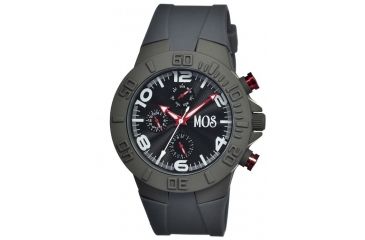 Image of Mos Sydney Mens Watch, Grey Silicone Band, Grey Bezel, Black Analog Dial, Red Hand MOSSD104