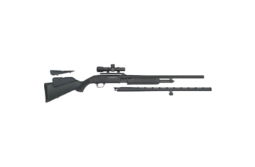 Image of Mossberg 500 Combo 3in Field Pump Shotgun, 20 Gauge, 26in VR and 24in Rifled BBL, Synthetic Black Stock, W/ 2.5X20 Scope, Blued, 54047