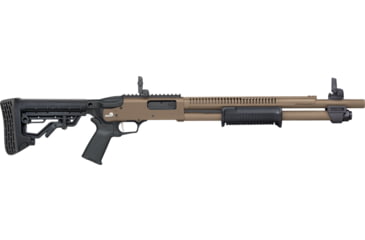 Image of Mossberg 590R 3in Adj Tactical Pump Shotgun, 12 Gauge, 18.5in BBL, Synthetic FDE Stock, Magpul Mbus Flip-Up Sights, 6RD Capacity, Cerakote FDE, 50758