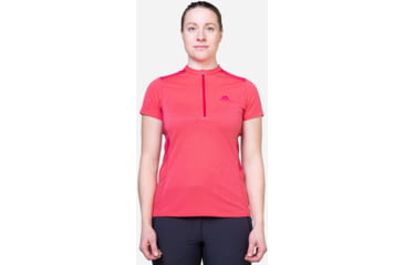 Image of Mountain Equipment Nava Short Sleeve Zip T - Womens, Hibiscus/Capsicum, 14, ME-006653HC-14
