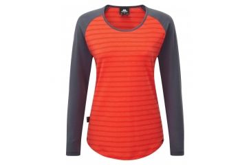 Image of Mountain Equipment Redline Long Sleeve Tee - Women's-Cardinal Orange/Welsh Slate-12