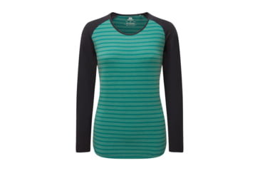 Image of Mountain Equipment Redline Long Sleeve Tee - Womens, Spruce Stripe/Cosmos, 10, 01561Cosmos10