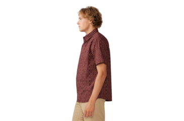 Image of Mountain Hardwear Big Cottonwood Short Sleeve Shirt - Mens, Washed Raisin Dot Geo Print, Small, 1829001630-S