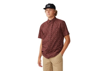 Image of Mountain Hardwear Big Cottonwood Short Sleeve Shirt - Mens, Washed Raisin Dot Geo Print, Small, 1829001630-S