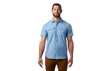 Image of Mountain Hardwear Canyon Pro Short Sleeve Shirt - Men's, Deep Lake, Medium, 1879031451-M