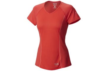 Image of Mountain Hardwear CoolRunner Short Sleeve T - Women's-Red Hibiscus-X-Small
