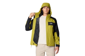 Image of Mountain Hardwear Dry Times Hooded Jacket - Mens, Moon Moss/Black, XL, 190423024889