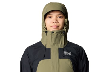 Image of Mountain Hardwear Dry Times Hooded Jacket - Women's, Mission Olive, Black, S, 2109741-335-S