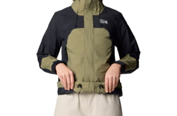 Image of Mountain Hardwear Dry Times Hooded Jacket - Women's, Mission Olive, Black, S, 2109741-335-S
