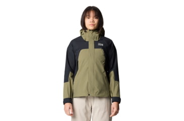 Image of Mountain Hardwear Dry Times Hooded Jacket - Women's, Mission Olive, Black, S, 2109741-335-S