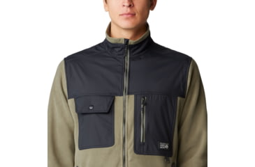Image of Mountain Hardwear First Tracks Fleece Full Zip Jacket - Mens, Stone Green/Black, Large, 2077631397-L