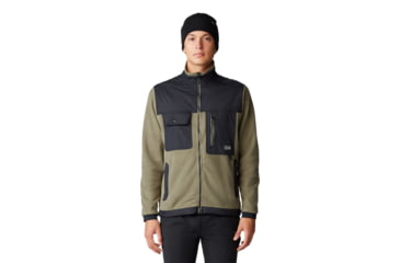 Image of Mountain Hardwear First Tracks Fleece Full Zip Jacket - Mens, Stone Green/Black, Large, 2077631397-L