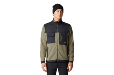 Image of Mountain Hardwear First Tracks Fleece Full Zip Jacket - Mens, Stone Green/Black, Large, 2077631397-L