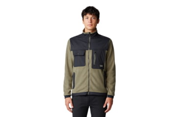 Image of Mountain Hardwear First Tracks Fleece Full Zip Jacket - Mens, Stone Green/Black, Large, 2077631397-L