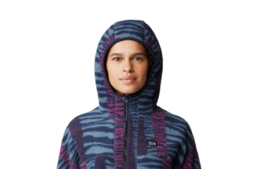 Image of Mountain Hardwear HiCamp Fleece Printed Hoody - Womens, Montauk Blue Ridge Stripe Print, Small, 2104291430-S