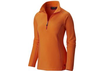 Image of Mountain Hardwear MicroChill Zip T Long Sleeve Clearance - Women's-Small-Orange Zest