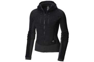 Image of Mountain Hardwear Monkey Grid Hooded Fleece Jacket - Womens, Black, Large, 1792951010-L