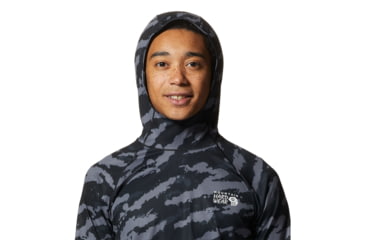 Image of Mountain Hardwear Mountain Stretch Hoody - Mens, Black Paintstro, Large, 1942321011-BL