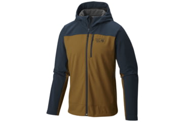 Image of Mountain Hardwear Paladin Hooded Jacket - Mens-Golden Brown/Hardwear Navy-Large