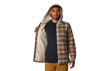 Image of Mountain Hardwear Plusher Microchill Lined Shirt - Men's, Golden Brown Ombre Buffalo Check Print, Large, 2079671233-L