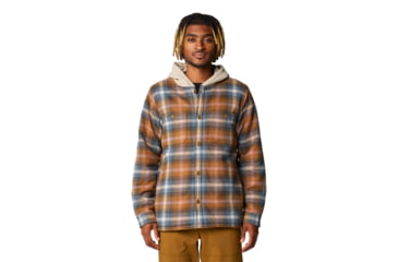 Image of Mountain Hardwear Plusher Microchill Lined Shirt - Men's, Golden Brown Ombre Buffalo Check Print, Large, 2079671233-L